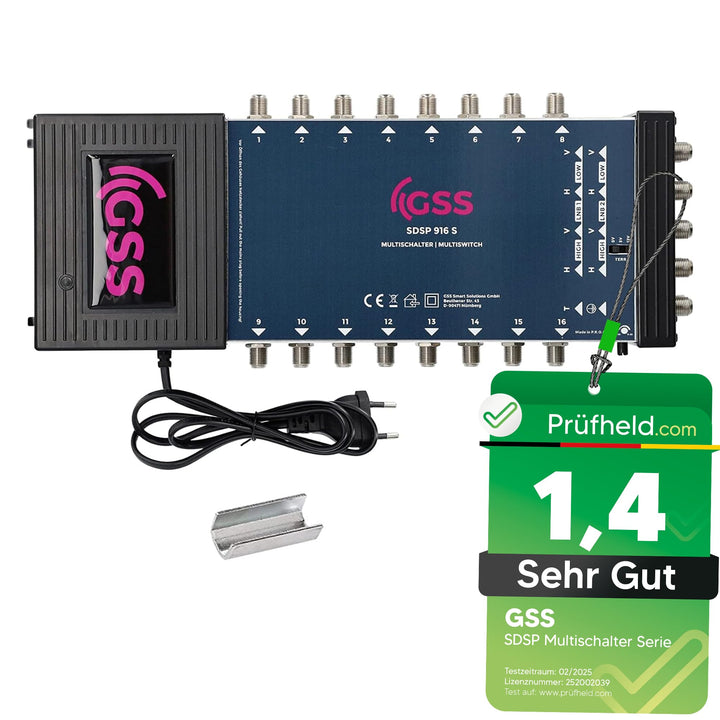 GSS Multischalter 9/16 für 16 Teilnehmer & 2 Satelliten inkl. Aufdrehhilfe - für 2 Quad oder 2 Quatt