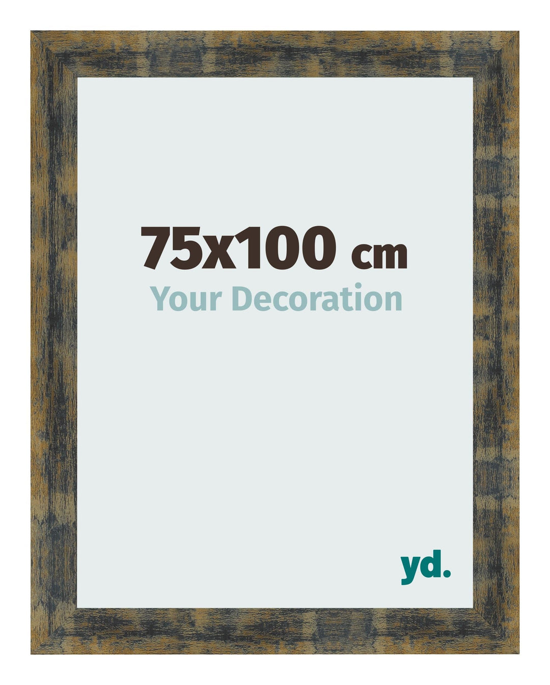 yd. Your Decoration - Bilderrahmen 75x100 cm - Blau Gold Meliert - Bilderrahmen aus MDF mit Acrylgla