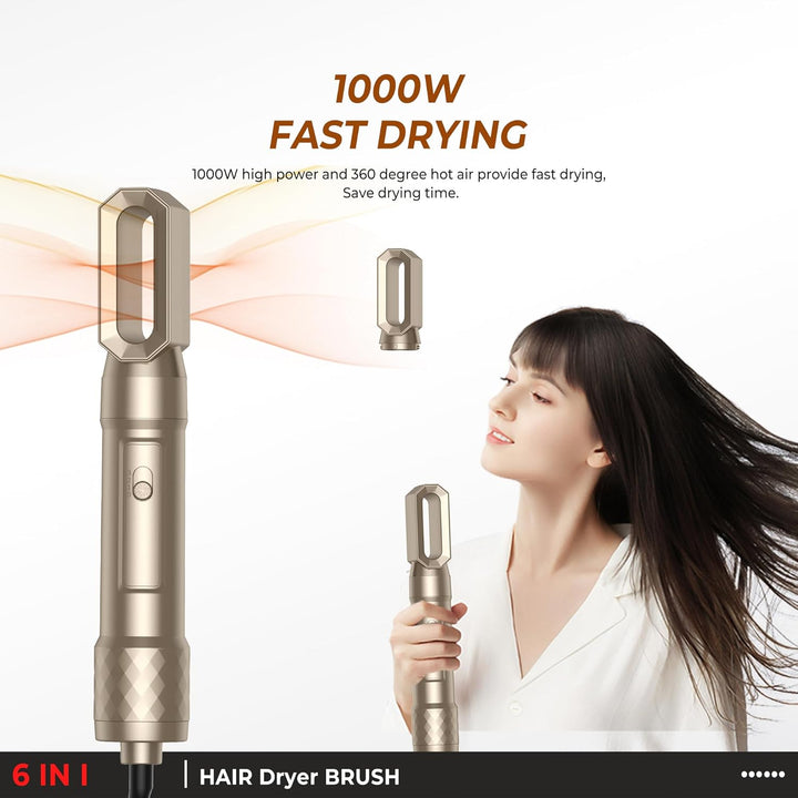 UKLISS Hairstyler 6 in 1 Airbrush Haarstyler | Pro Air Styler Set - 1000W Rundbürstenföhn, Air Curle