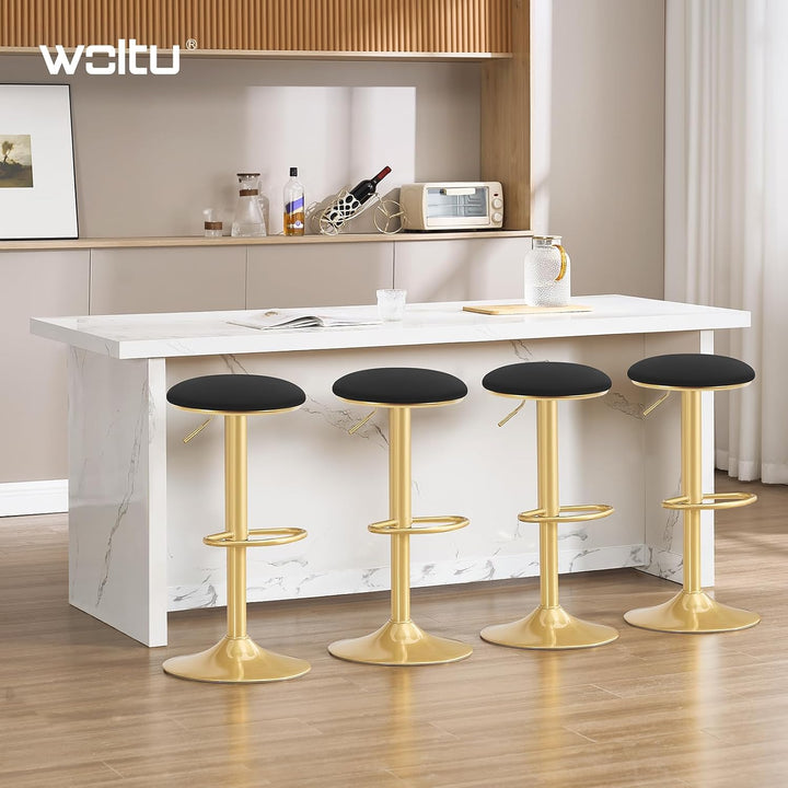 WOLTU Barhocker 2er Set, 60-80,5 cm Höhenverstellbar, Samt, Schwarz | Ergonomischer Barstuhl, mit Fu