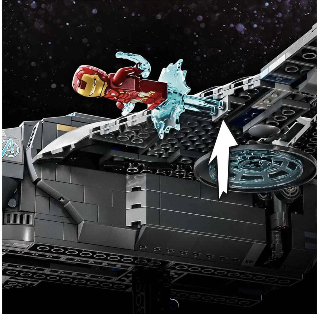 LEGO 76248 Marvel Der Quinjet der Avengers, Spielzeug Superhelden-Raumschiff mit Thor, Iron Man, Bla