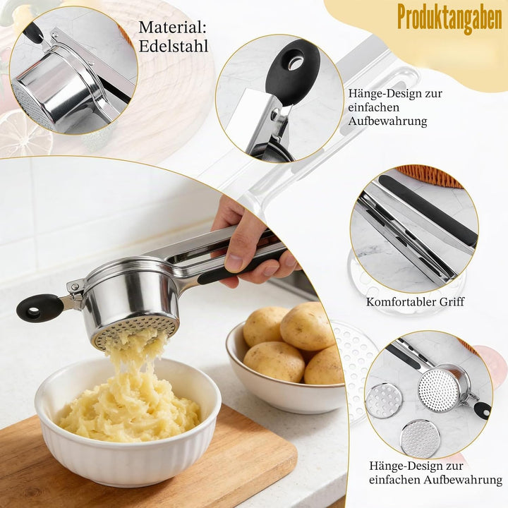 HORREX Kartoffelpresse, Gourmet Multipresse, Kartoffelpressen & Spätzlepressen, Edelstahl Rostfrei 4