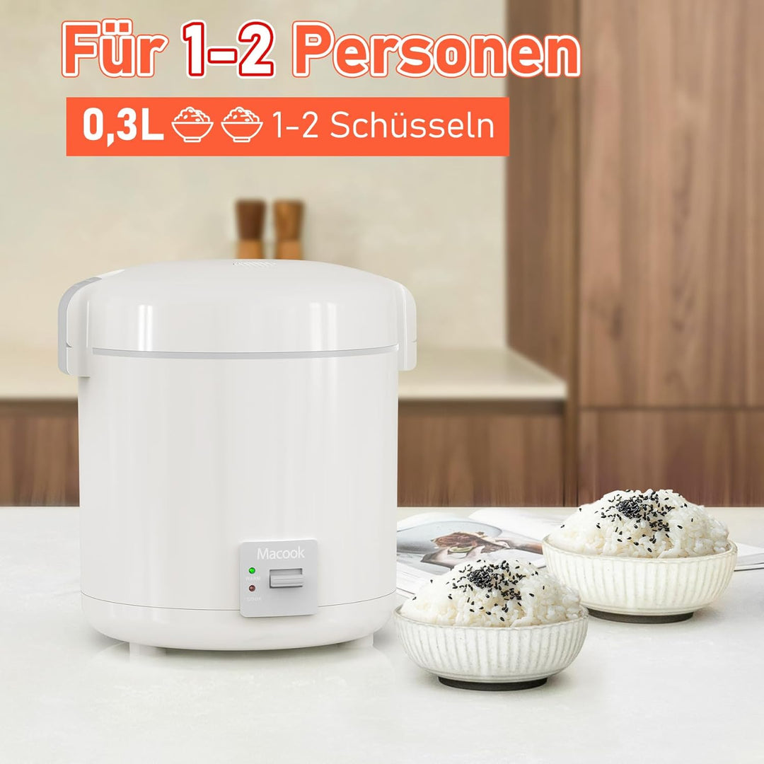 Macook Kleiner elektrischer Reiskocher - vollautomatisch, für 2 Portionen, abnehmbarer, antihaftbesc