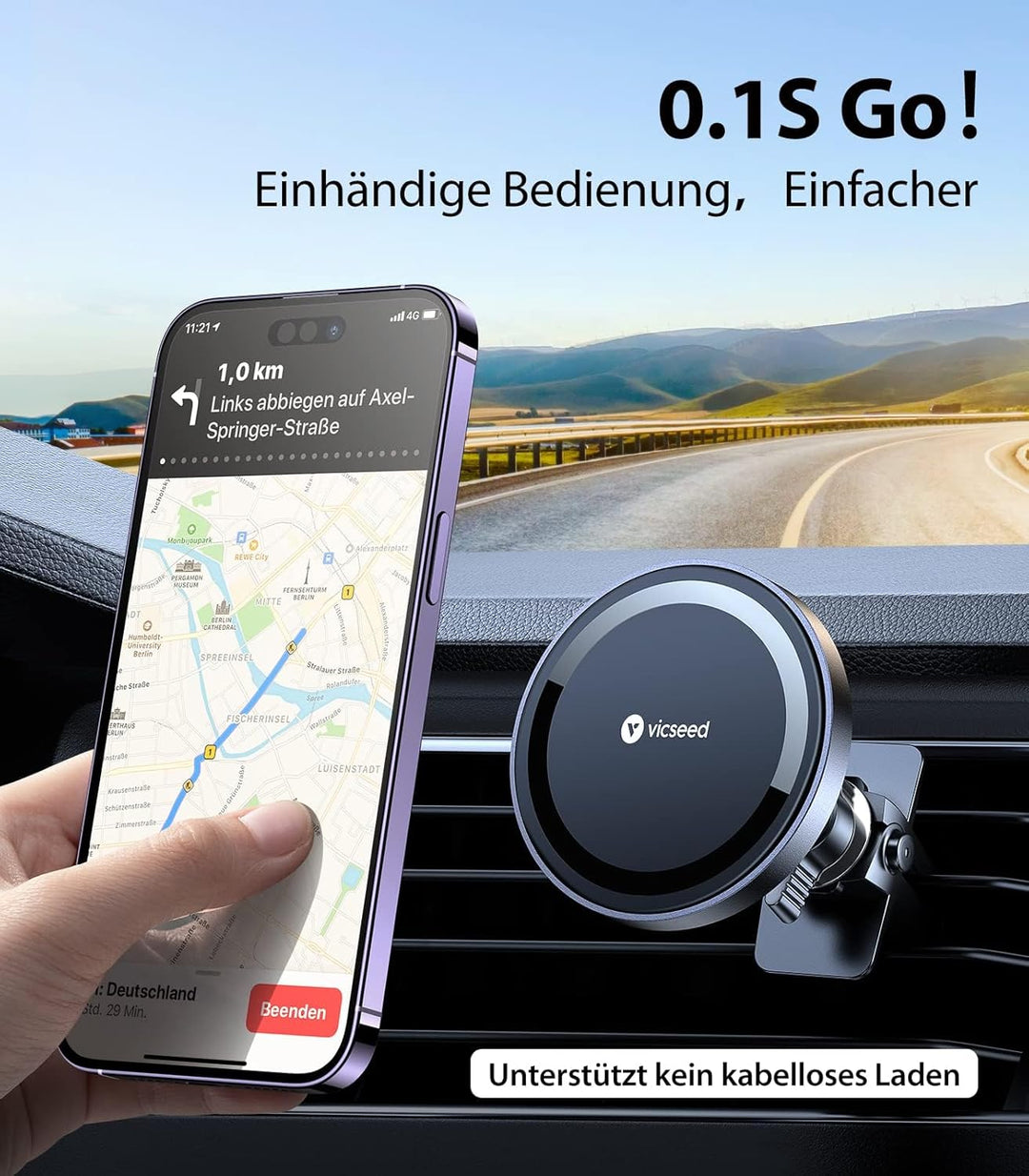 VICSEED Handyhalterung Auto Magnet Lüftung [Starker Magnet mit 12xN55 Magneten] Magsafe Autohalterun