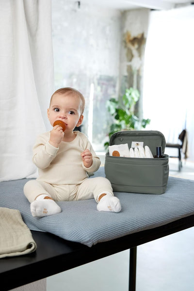 LÄSSIG Baby Wickeltisch Organizer Windel-Organizer to Go/Casual Nursery Caddy To Go Olive, Olive