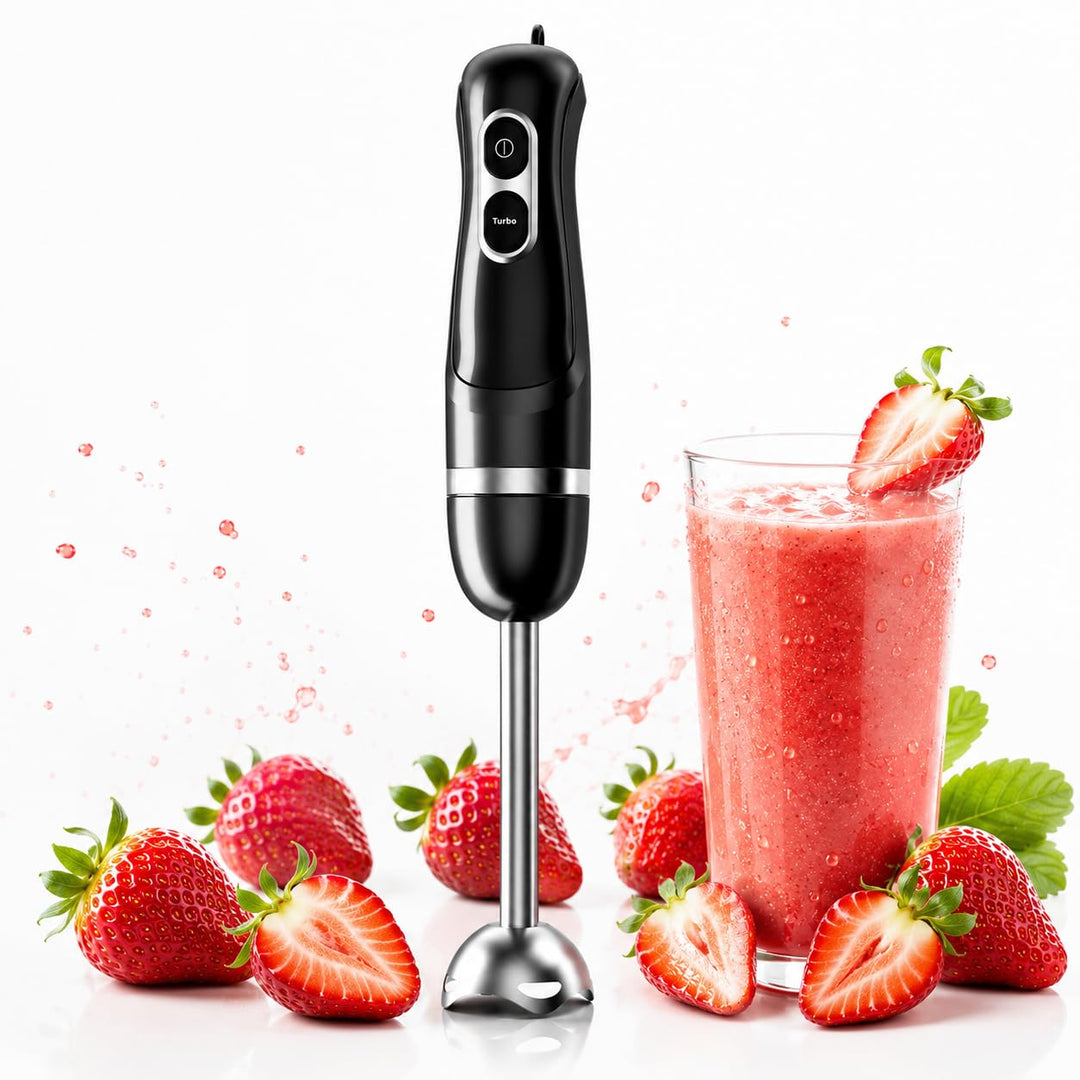 BESROY Stabmixer 1100W Edelstahl, Elektrischer Pürierstab mit 2 Geschwindigkeiten & Turbo, Spülmasch