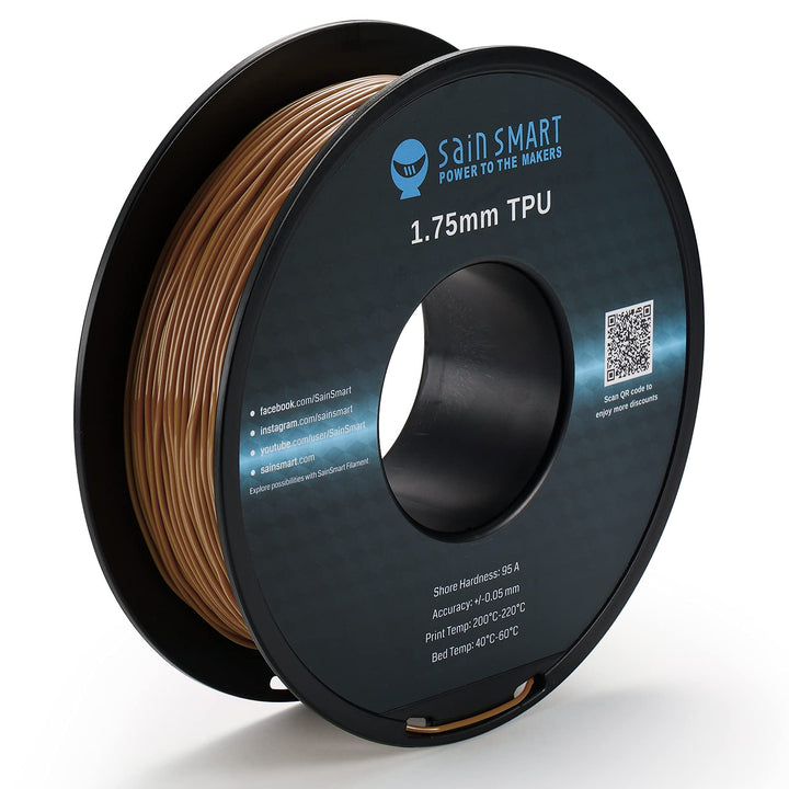 SainSmart TPU Filament 1.75, Caramel Flexible TPU 3D Druck Filament, Solid Color TPU, 1.75mm, 0.8kg,