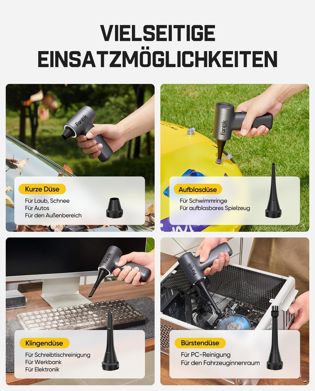 Fanttik B10 Pro Elektrische Staubgebläse, 110.000 U/min bürstenloser Motor, 3-Gang einstellbare Mini