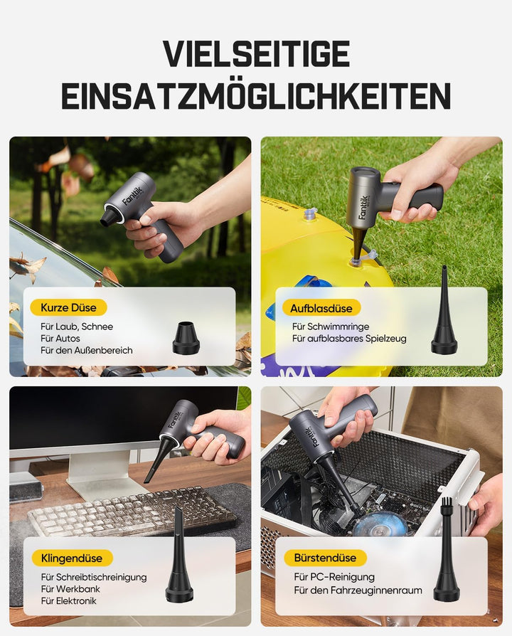 Fanttik B10 Pro Elektrische Staubgebläse, 110.000 U/min bürstenloser Motor, 3-Gang einstellbare Mini
