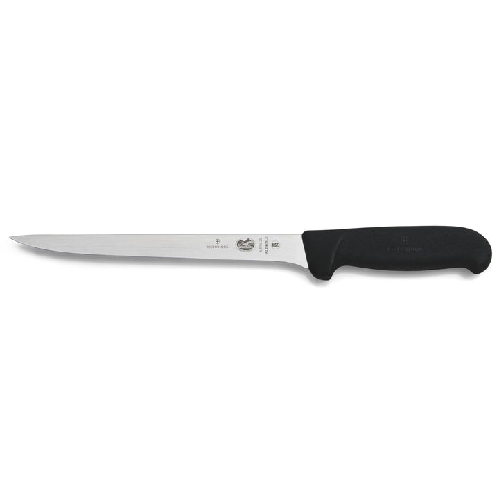Victorinox Fibrox Filetiermesser, Scharfes Küchenmesser für Fleisch und Fisch, 20 cm, Gerade Klinge,