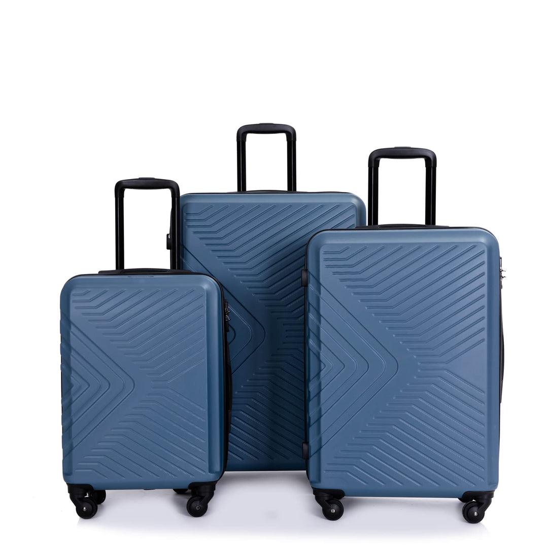 Travelhouse Bali Stabiler Koffer-Set 3tlg. Trolley Koffer Reisekoffer Blau ABS Hartschalen Kofferset