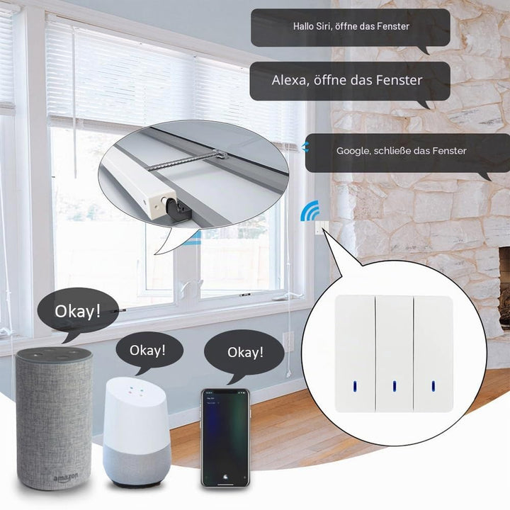 Olide Automatischer Fensteröffner mit einstellbarem Stroke, Kompatibel mit Alexa und Google Home Ass