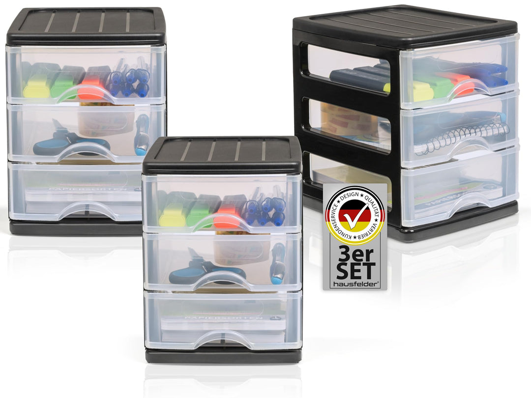 Hausfelder Schubladenbox A6 Transparent, Aufbewahrungsturm mit Schubladen, Stapelbar Sortierbox Kuns