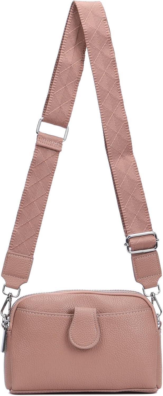 ITALYSHOP24 OBC Damen Tasche Crossbody Umhängetasche Bodybag Schultertasche Metallic Handytasche Cro