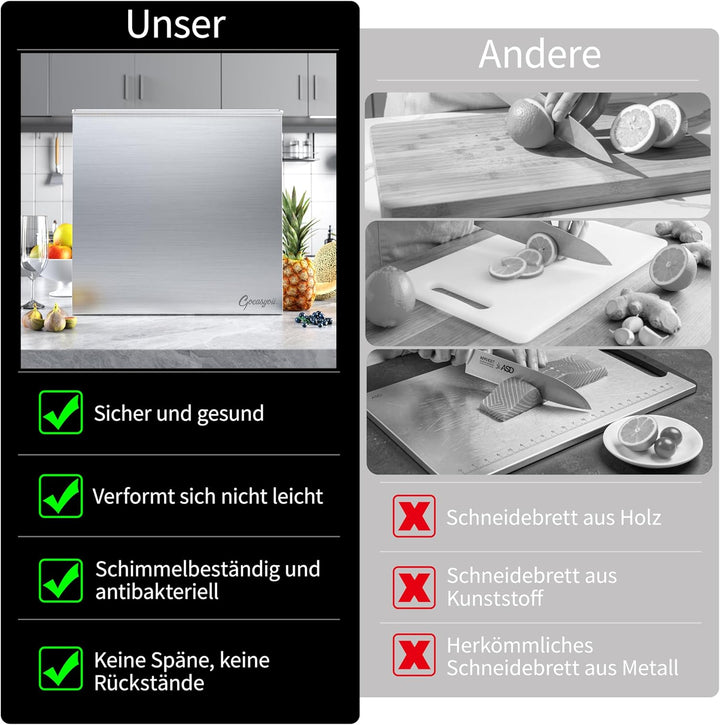 Arbeitsplatte Knetbrett Edelstahl Für Kneten &amp; Backen, Nudelbrett, Backbrett mit Anschlagkante, Anti