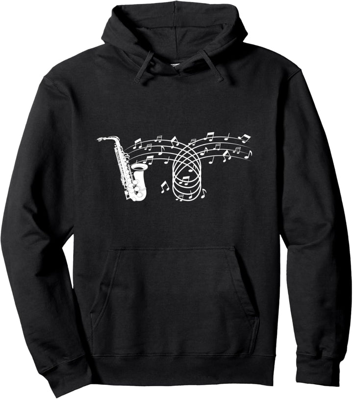 Jazz Musik Noten Saxophonspieler Musiker Saxophon Pullover Hoodie