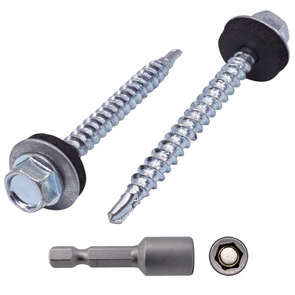 Marcopol Selbstschneidende Schrauben aus verzinktem Stahl, DIN 7504-K, 4,8 x 50 mm, mit EPDM-Unterle