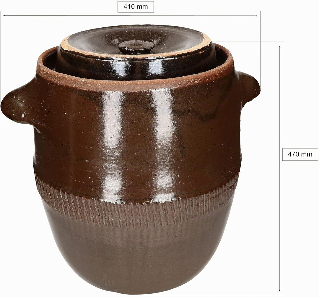 KOTARBAU® Keramik Gärtopf 30L Gurkentopf mit Deckel Steinzeug Sauerkrauttopf Keramiktopf Steinguttop