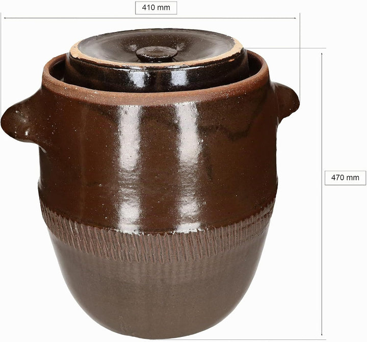 KOTARBAU® Keramik Gärtopf 30L Gurkentopf mit Deckel Steinzeug Sauerkrauttopf Keramiktopf Steinguttop