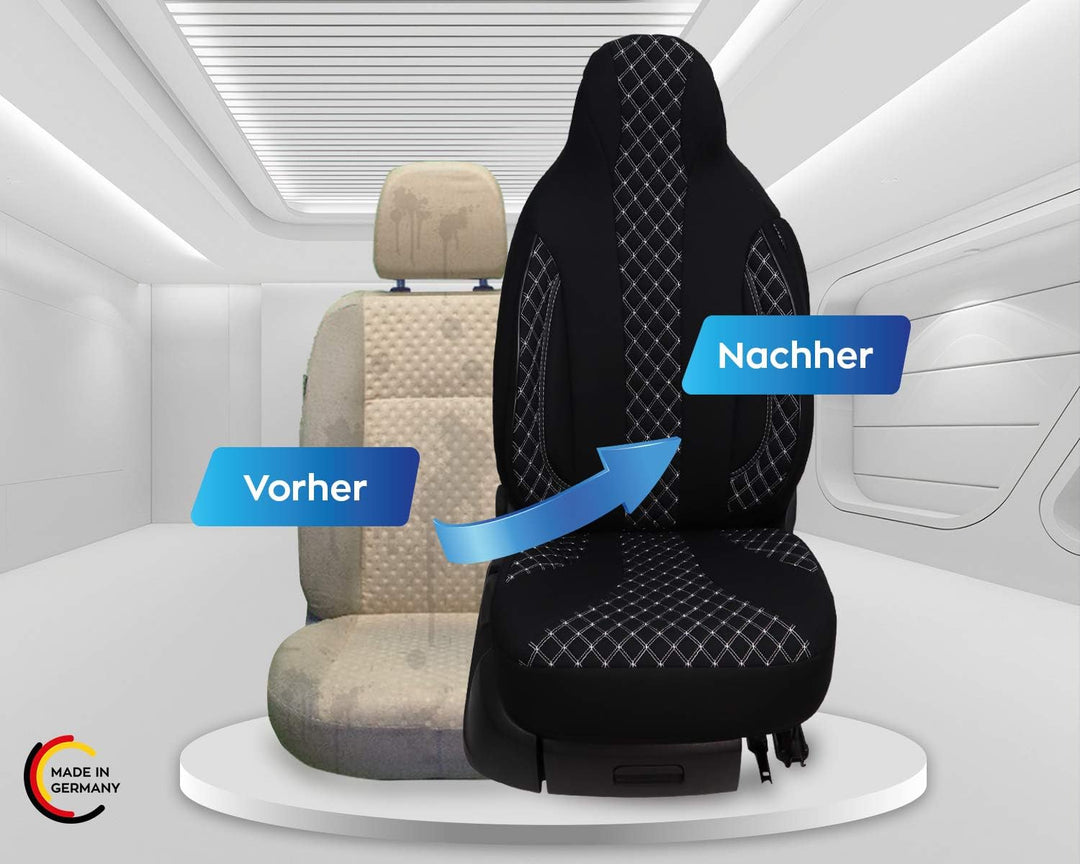 BREMER SITZBEZÜGE Mass Sitzbezüge Schonbezüge für Mercedes GLK X204 PL408 PL408 Schwarz/Weisse Naht,