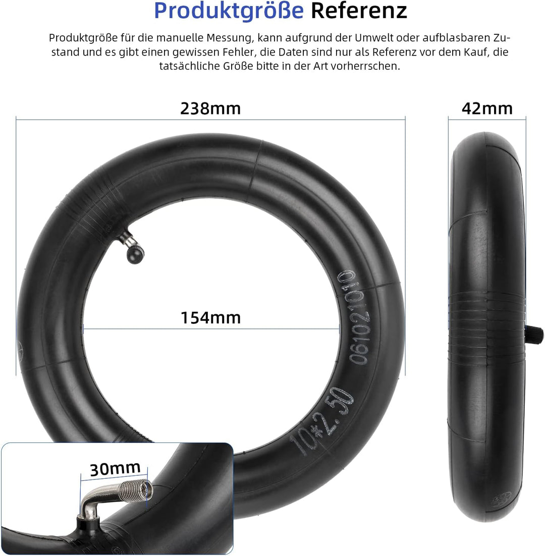 ulip (2 Pack 10x2.5 Ersatz-Innenschläuche mit 90 Grad für Nanrobot D4 Plus D6+ Gotrax Gmax Ultra Man