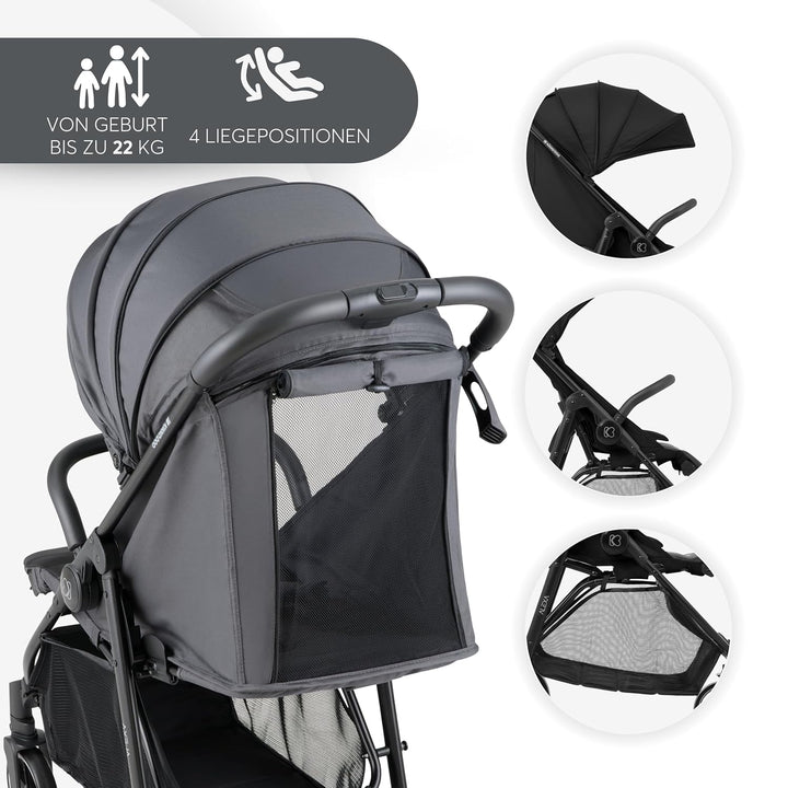 KikkaBoo ALEXA Leichter Buggy von Geburt bis 22 kg, Einhand-Faltmechanismus, Verstellbare Rückenlehn