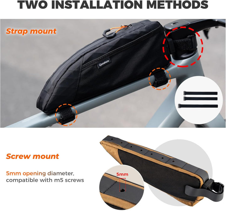 Fahrrad Oberrohrtasche, Rahmen Oberrohrtasche Fahrradrahmentasche Dreieckstasche mit Aussentasche, l