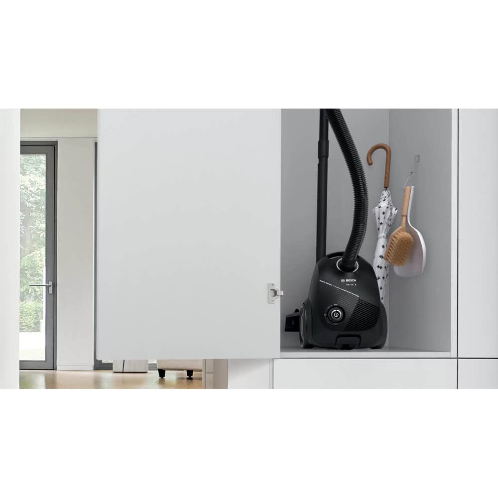 Bosch BGLS2BA1 Series 2 Staubsauger mit Beutel, 3.5 L, 600 W, 80 dB, 8 Meter Kabel, Schwarz
