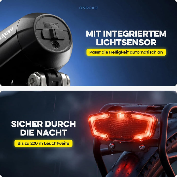 LED Fahrradlicht Dynamo 70 Lux - Fahrradlicht Set LUXON mit Automatischer Lichtanpassung & Standlich