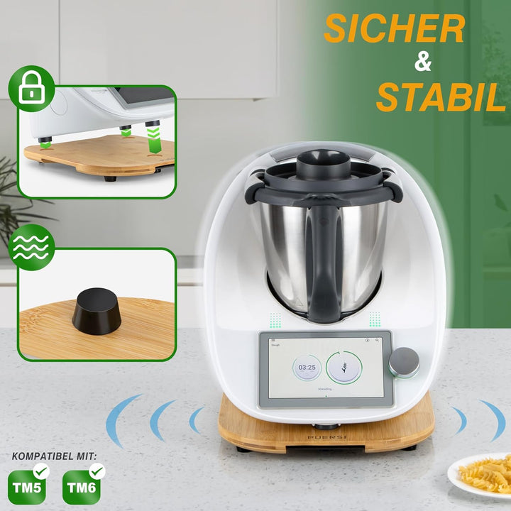 PUERSI Gleitbrett für Thermomix TM6/TM5, 2te Generation, Brett für Thermomix mit Rollen, Leicht Glei