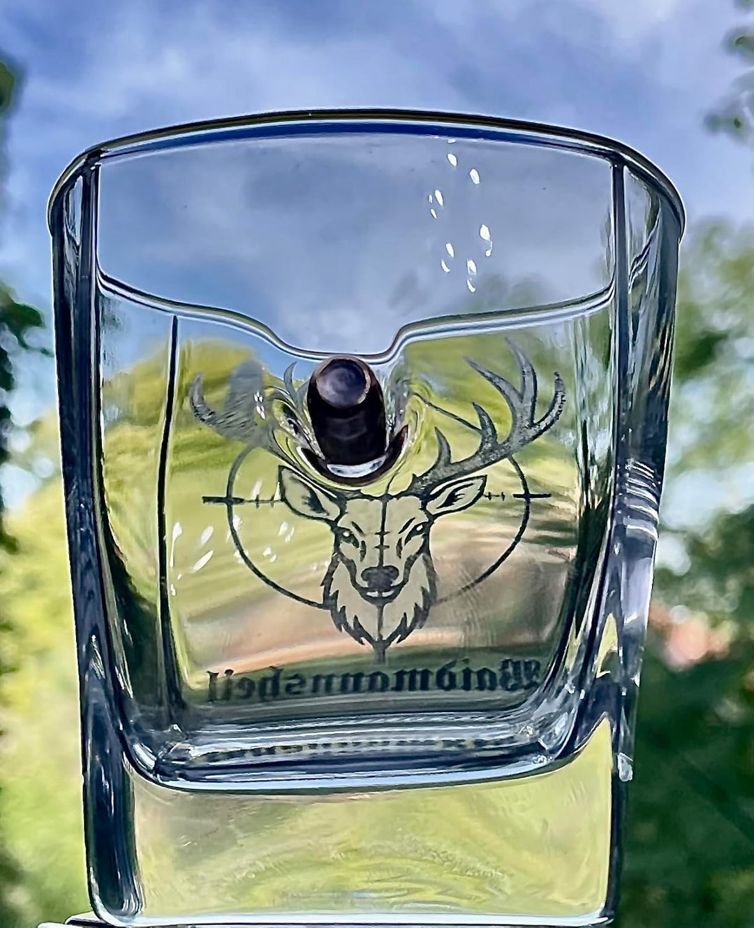 KolbergGlas Jäger Geschenk Glas mit realem Geschoss Cal.308 und Hunter Gravur -Jagd Geschenke 0,3 L