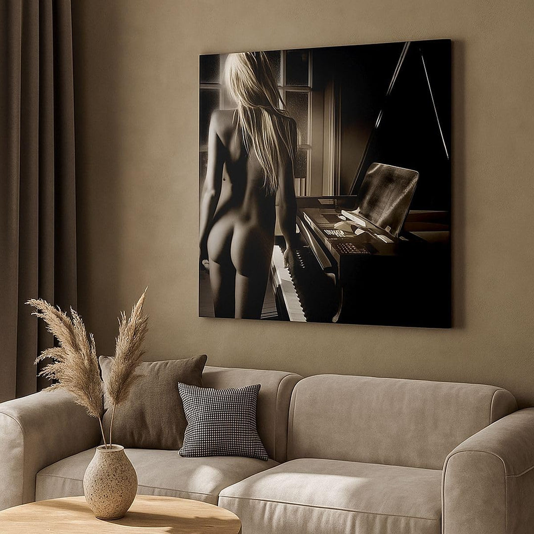 Bilder auf Leinwand Frau Nackt Geheimnis Leinwandbild mit Rahmen 60x60cm Wandbilder Dekoration Wohnz