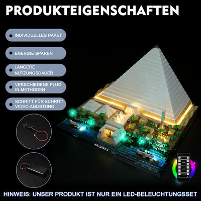 Led Beleuchtungs Set für Lego 21058 Architecture Cheops-Pyramide Bausatz (Ohne Lego Set, Nur Lichter