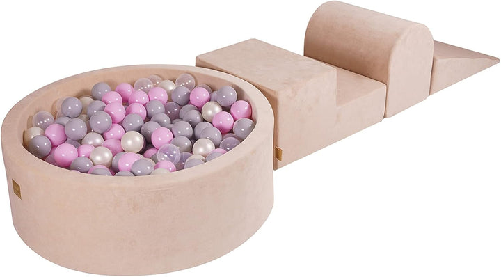 MEOWBABY Spielplatz aus Schaumstoff mit Bällebad 240x45cm - Schaumspielset mit 200 Bälle für Kinder,