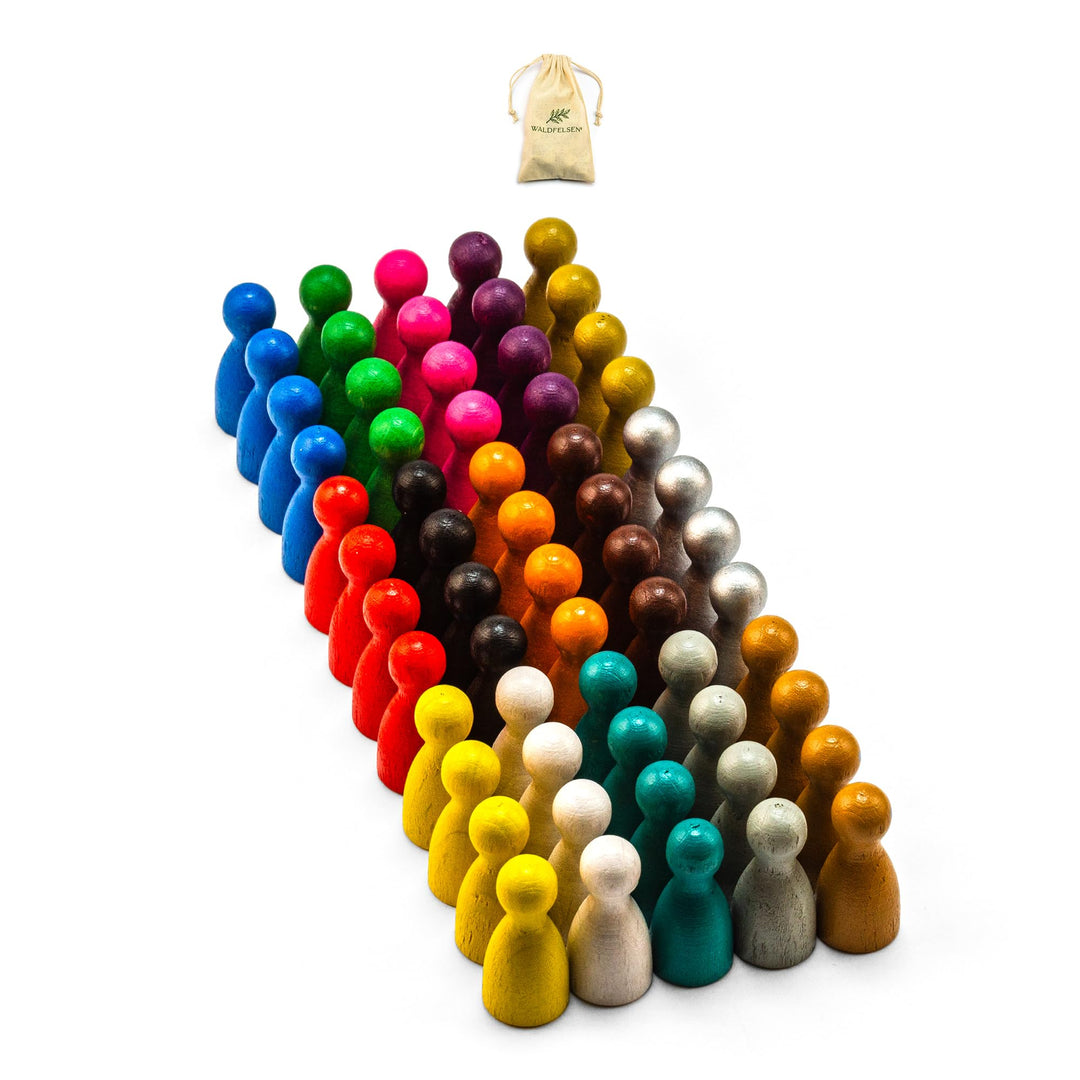 Halmakegel: 60 oder 120 Halmakegel aus Buchenholz in bis zu 20 Zubehör (15 Farben, 60 Halmakegel) 60