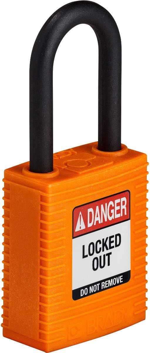 Brady (NYL-ORG-38PL-KD) SafeKey Nylon Lockout-Vorhängeschloss Mit Nylon Bügel 38.00 mm Orange KD - V