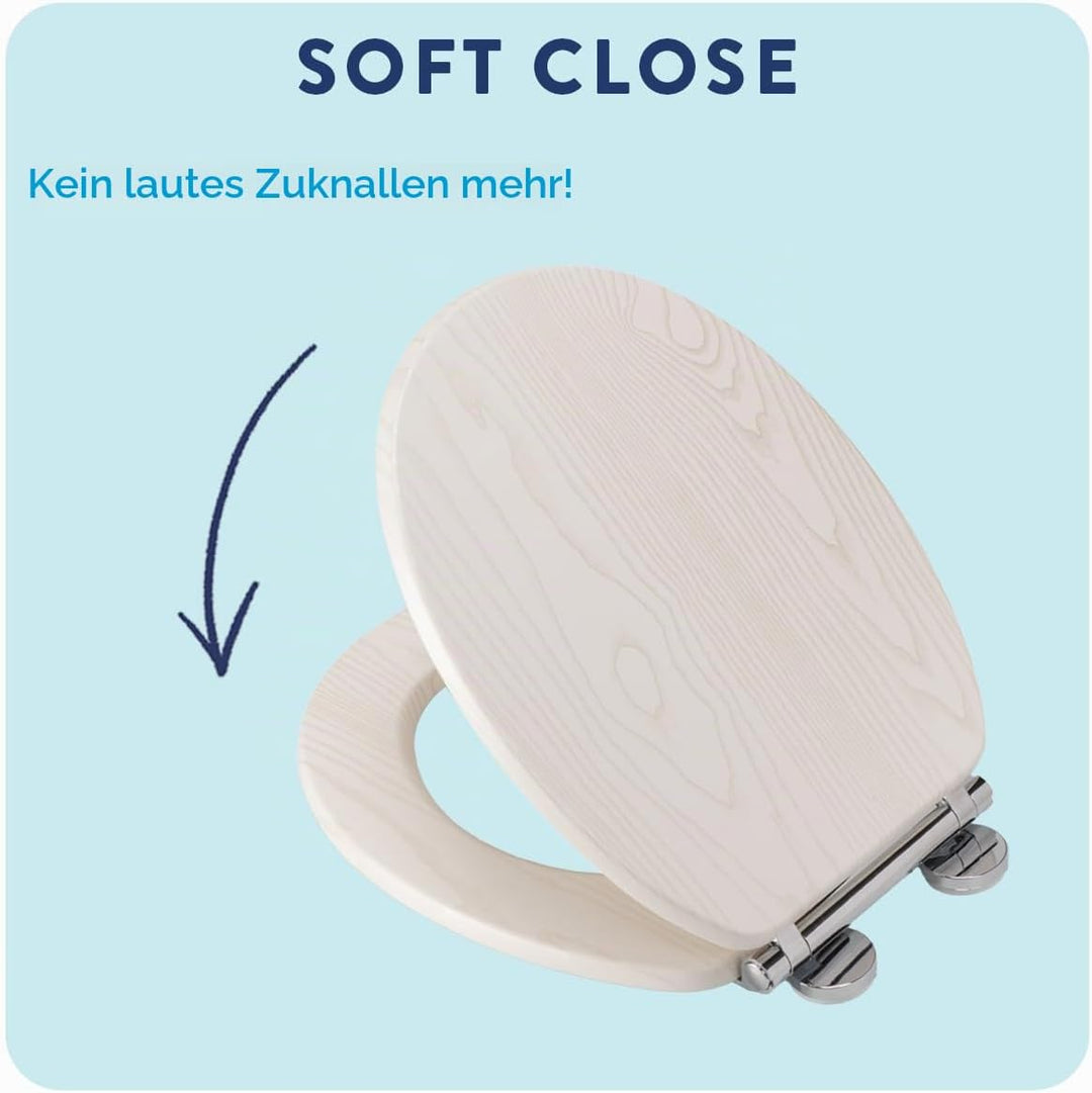 Croydex Always Fits Toilettensitz, einfach anzubringen, Weisses Eichenholz-Effekt., Einheitsgrösse,
