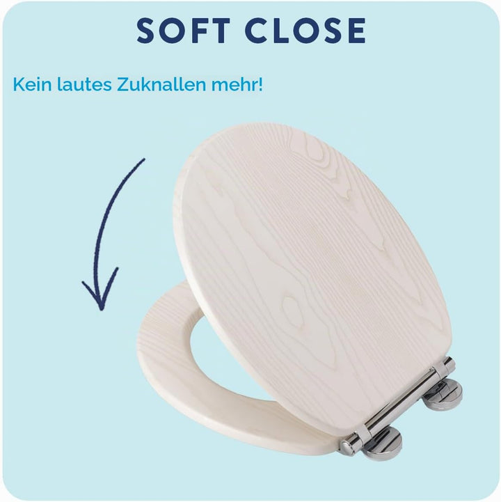 Croydex Always Fits Toilettensitz, einfach anzubringen, Weisses Eichenholz-Effekt., Einheitsgrösse,