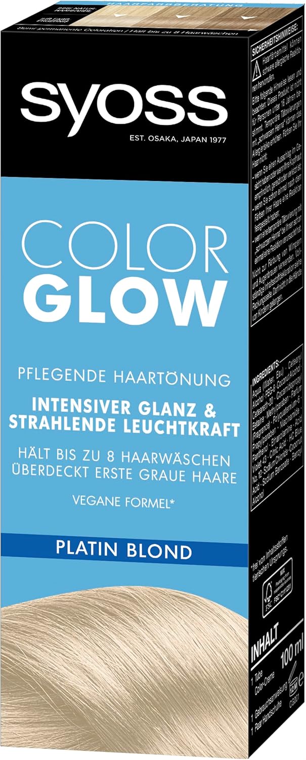 Syoss Color Glow Pflegende Haartönung Platin Blond (1x 100 ml), semi-permanente Coloration für strah