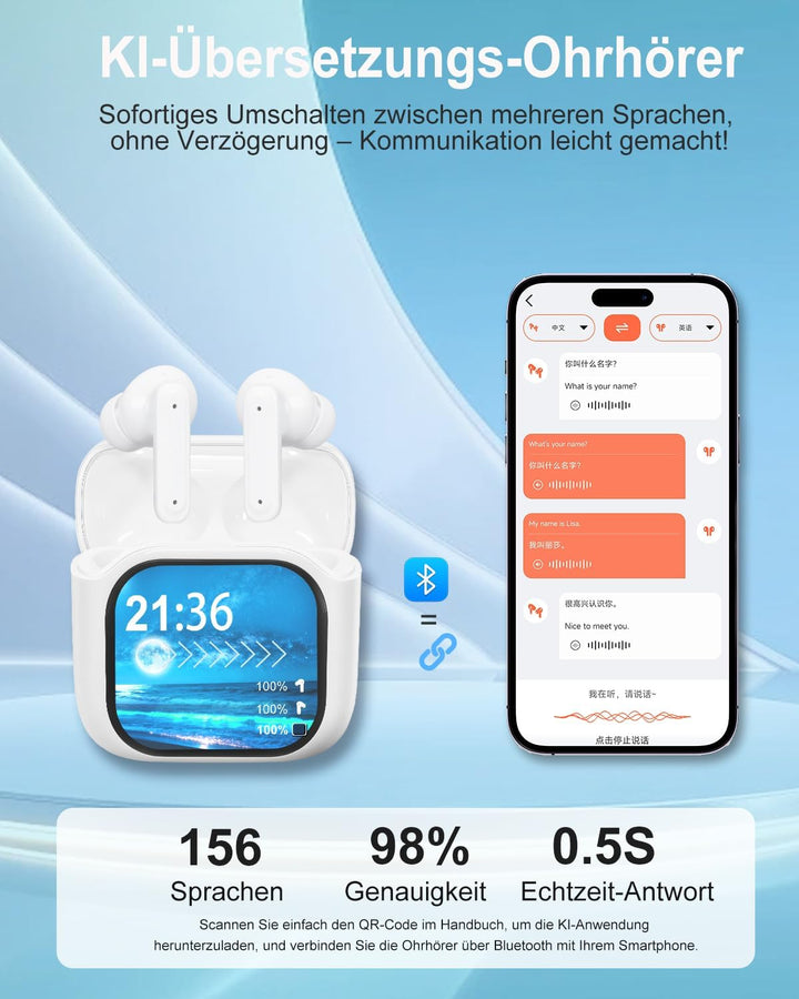 KI Übersetzer Kopfhörer, 3-in-1 Übersetzungskopfhörer in Echtzeit, Bluetooth 5.4 Sprachübersetzer 15