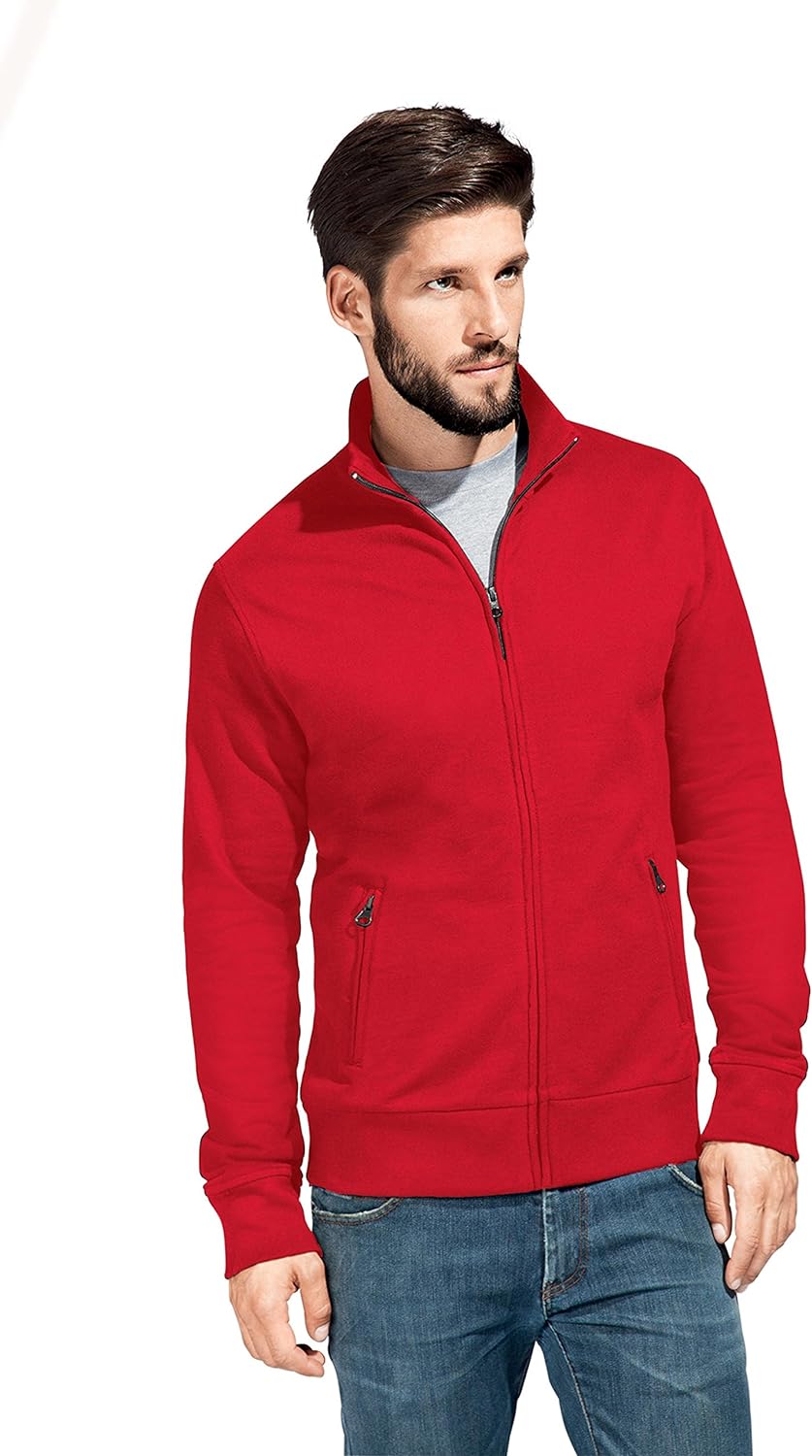 Stehkragen Zip Jacke Herren, Rot, S Fire Red S, Fire Red S