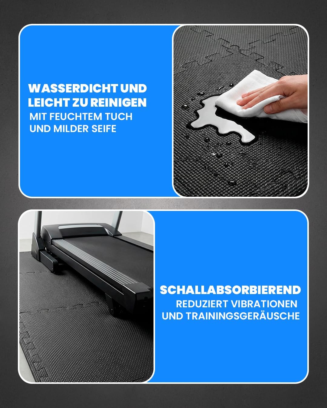unycos - Bodenschutzmatte Set【12/20/28 Teile】Puzzlematte 30x30 cm, Rutschfeste Schutzmatten per Fitn