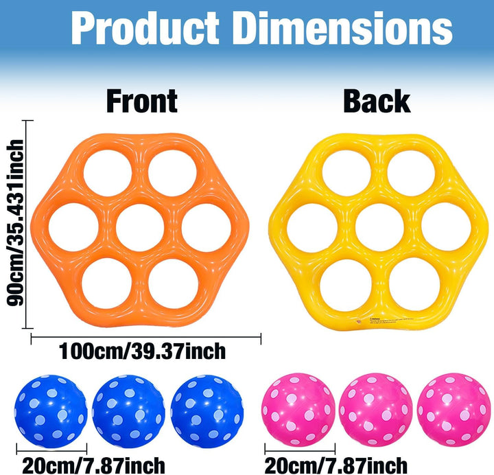 Aufblasbares Tic Tac Toe Pool Spiel, Grosses Schwimmendes Wurfspiel mit 6 Spielfiguren, Wasser Spiel