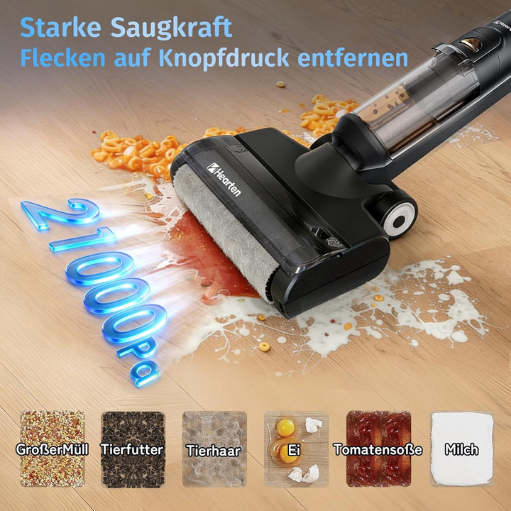 Hearten Nass Trockensauger, Selbstreinigung, Saugwischer Smart 3 in 1, Staubsauger mit Wischfunktion