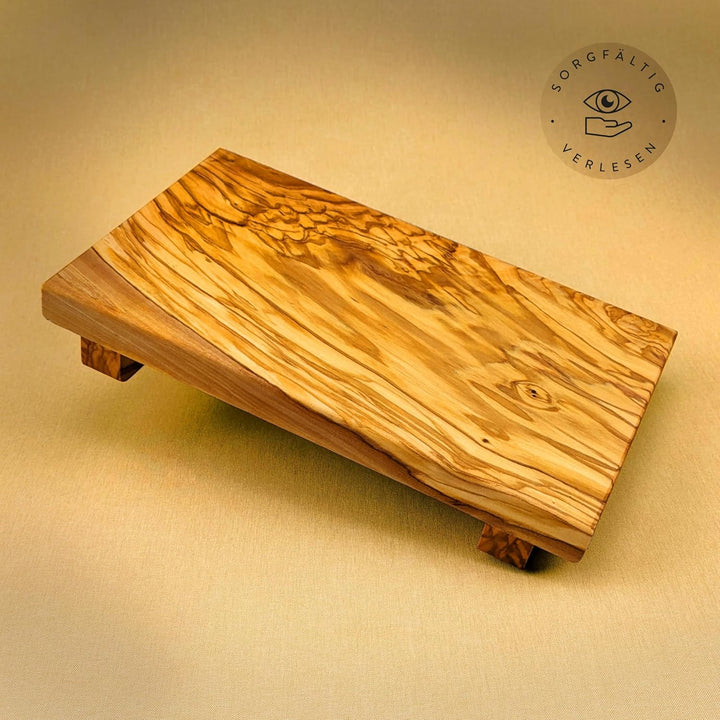 DAS OLIVENHOLZBRETT®, Sushi-Brett aus Olivenholz Masse 25cm x 15cm x 4cm, incl. 1 Paar Sticks 25 x 1