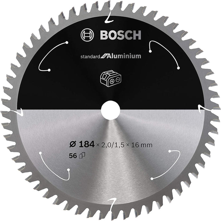 Bosch Professional 1x Kreissägeblatt Standard for Aluminium (Aluminium, Sägeblatt Ø 184 x 16 x 2 mm,