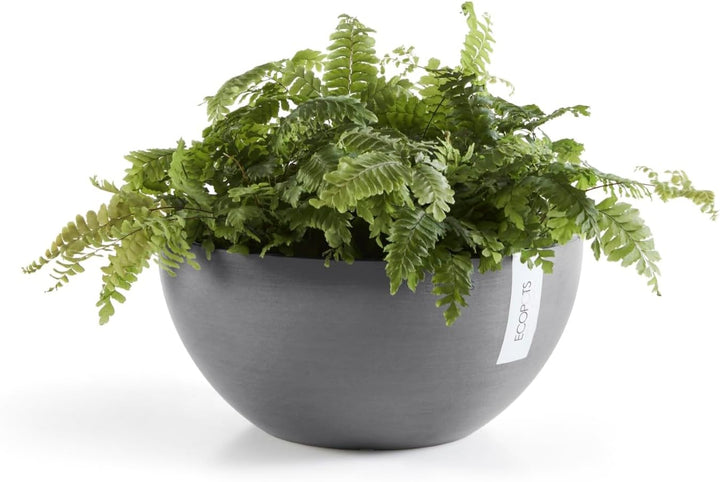 ECOPOTS Pflanzschale Blumentopf Brüssel Grau - Durchmesser Ø 30 cm rund gross - Pflanzentopf aus Rec