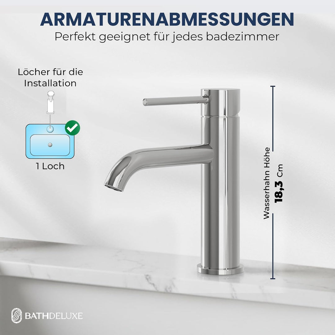 Søvang Wasserhahn Bad – Waschtischarmatur 18,3 cm, Waschbeckenarmatur Chrom, Anti-Fingerprint & Einf