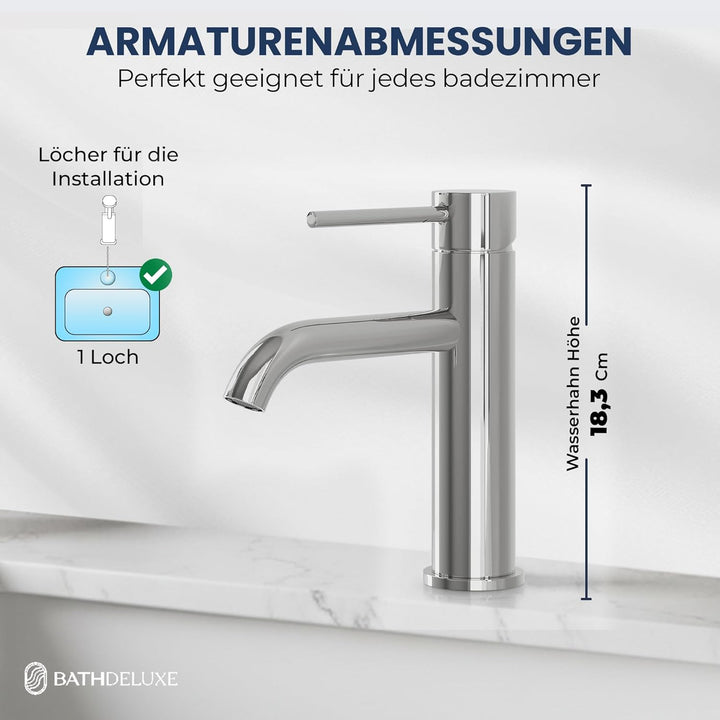 Søvang Wasserhahn Bad – Waschtischarmatur 18,3 cm, Waschbeckenarmatur Chrom, Anti-Fingerprint & Einf