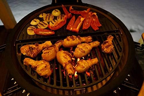 YNNI KAMADO TQ23CRP Grillrost aus Gusseisen, 49,5 cm, 3,5 kg, halbmondförmig, mit Schlitzen, TQ23CRP